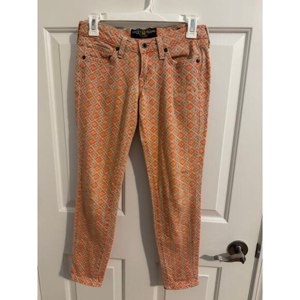 Lucky Brand Charlie Capri pants Orange Geometric Size 0/25